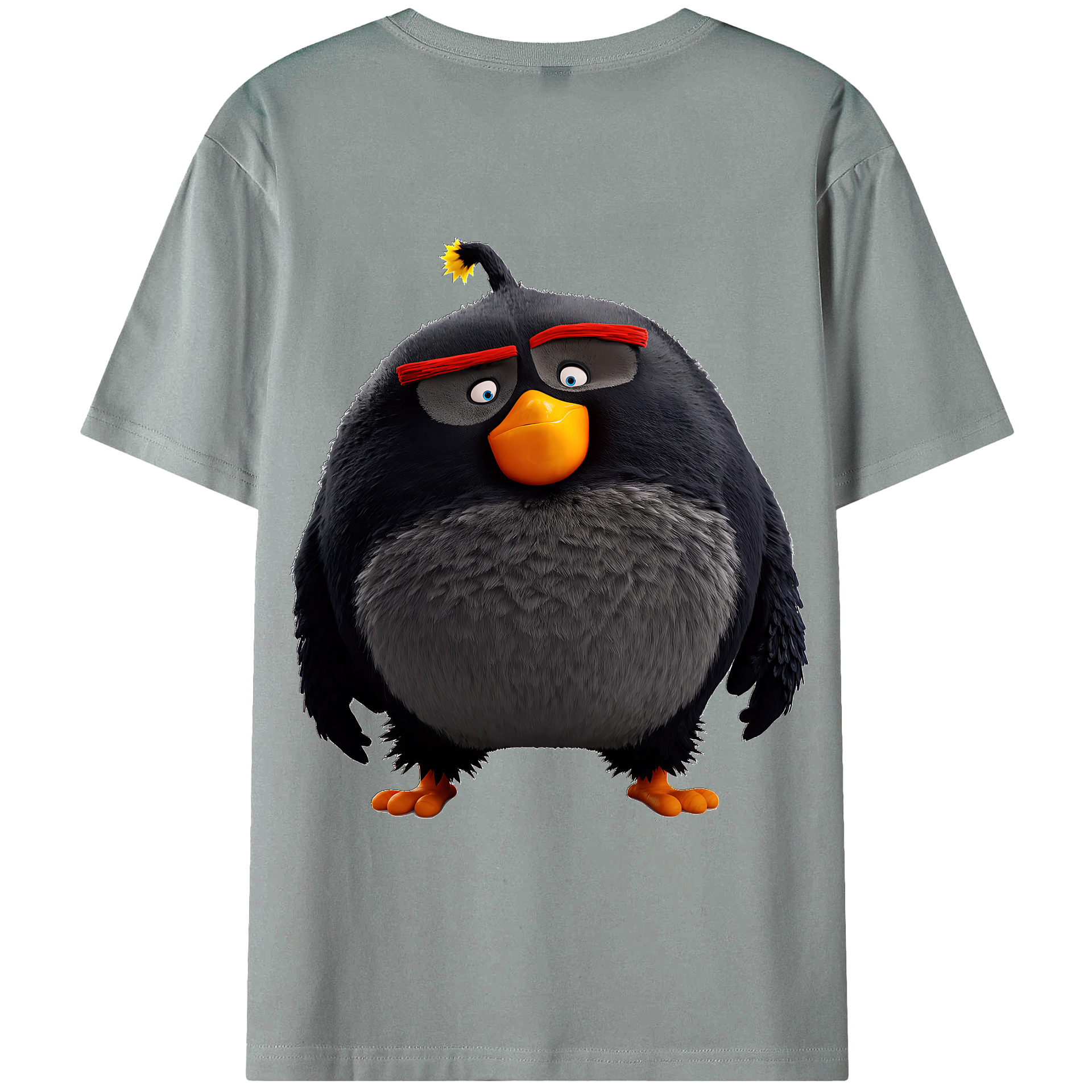 （画像用） Angry Birds アングリーバード 綿100％ メンズ半袖Tシャツ（バックプリント） 通気性